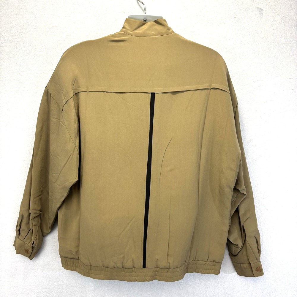 Vintage Roevelle 100% Silk Bomber Jacket Mens Large L Tan Lined Lightweight Zip - Picture 2 of 16